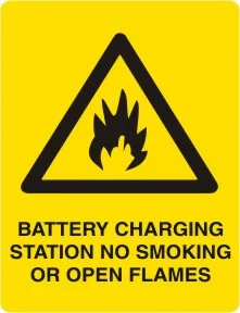 W 263 — BATTERY CHARGING STATION NO SMOKING OR OPEN FLAMES